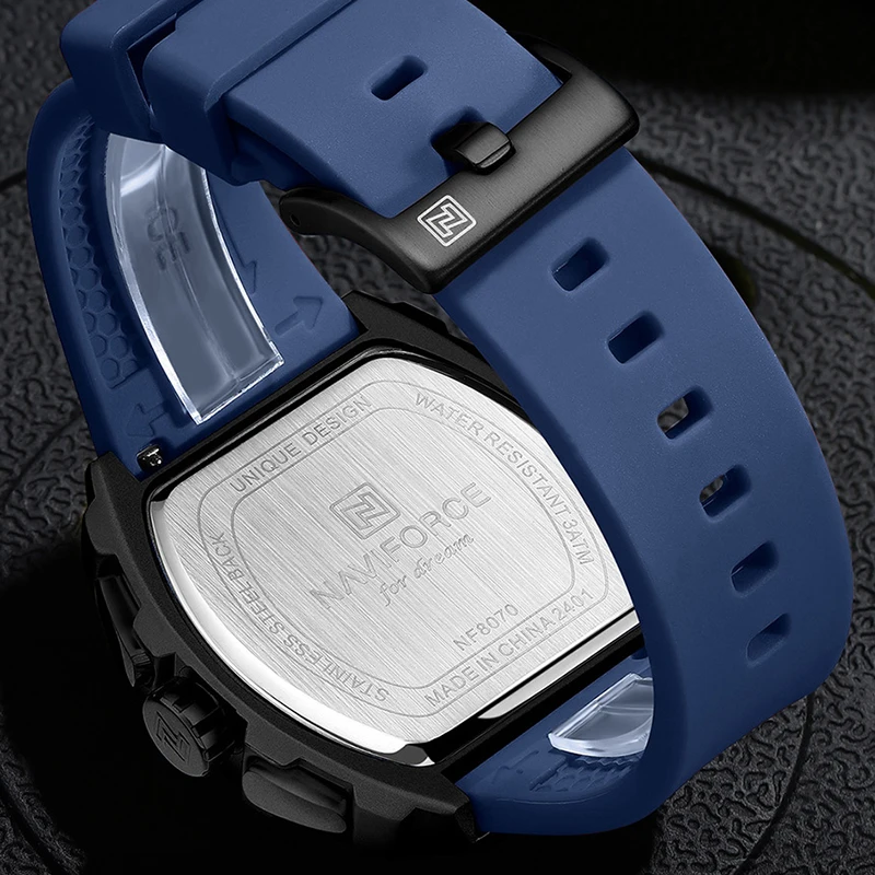 NAVIFORCE Fashionable 2025 Watches for Men Multifunctional 30M Waterproof Sports Quartz Silicone Strap Luxury Clock Reloj Hombre - Image 6