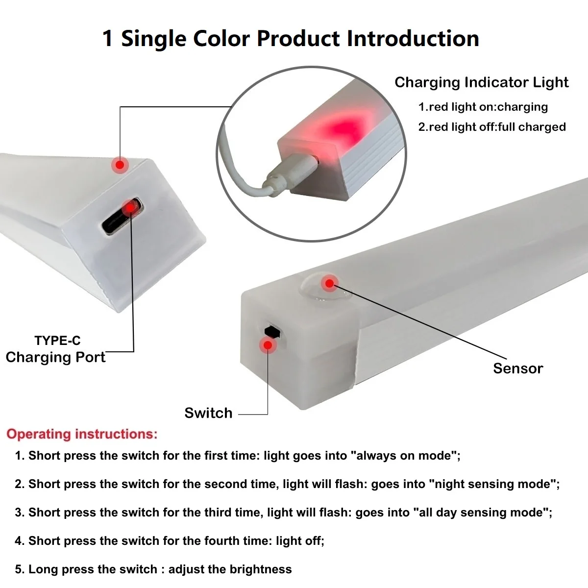 Wireless USB Rechargeable Motion Sensor LED Bar Light Induction Night Light Portable Cordless Magnetic Cabinet Lamp for Kitchen - Image 10