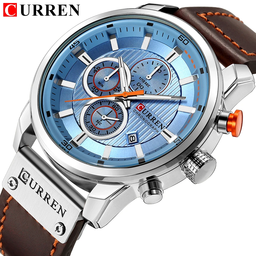 CURREN 8291 Mens Quartz Chronograph Watch Casual Leather Military Sport Fashion Gentleman Wristwatch - Image 30