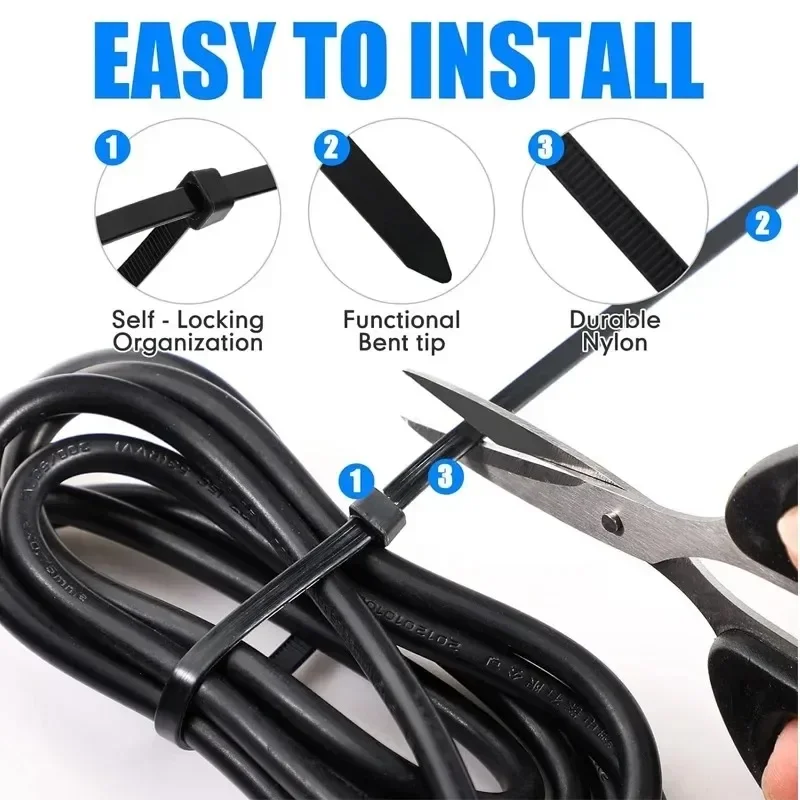 1000/100Pcs Nylon Cable Ties Self-locking Cord Ties Straps Adjustable Cables Fastening Loop Home Office Wire Zip Ties Wholesale - Image 23