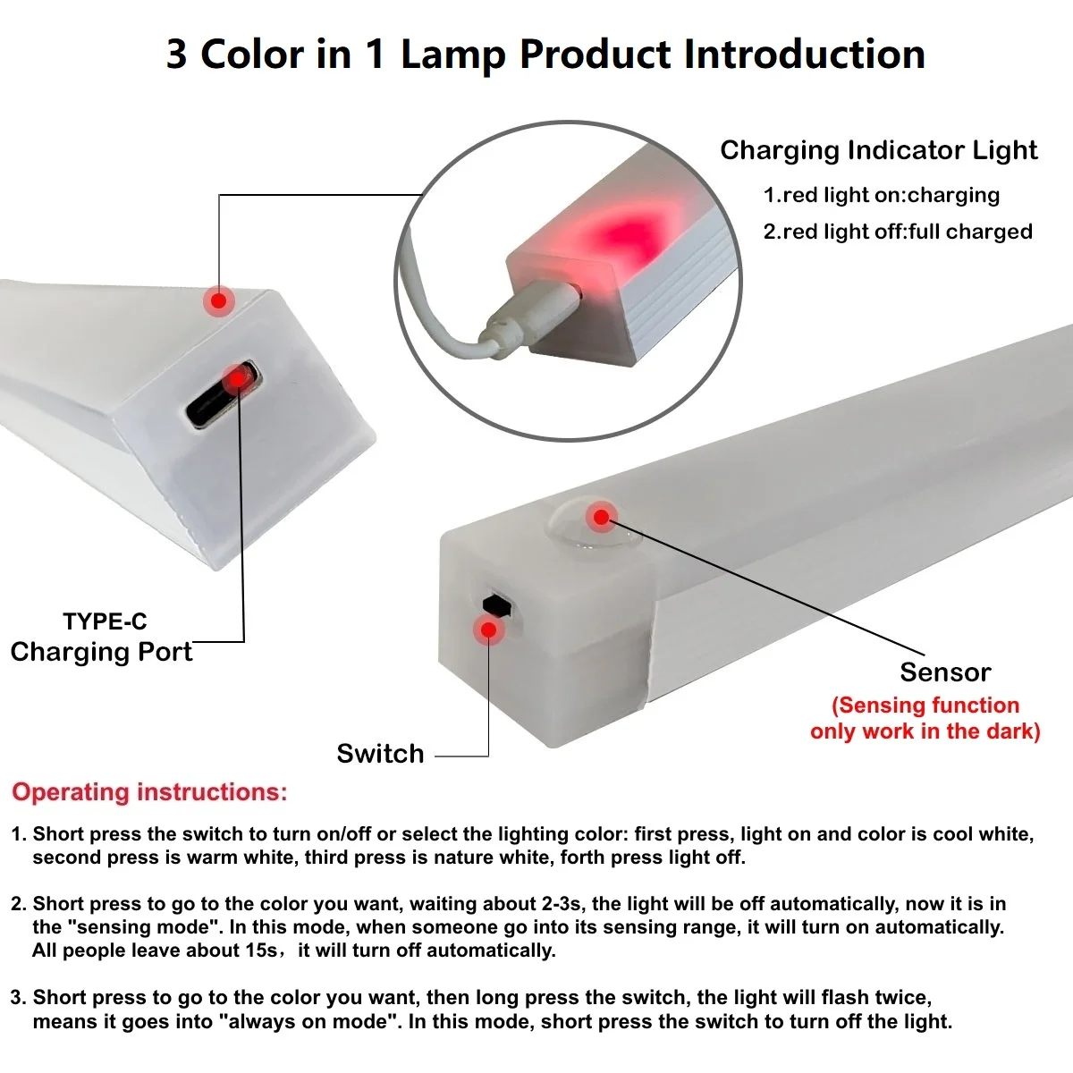 Wireless USB Rechargeable Motion Sensor LED Bar Light Induction Night Light Portable Cordless Magnetic Cabinet Lamp for Kitchen - Image 11