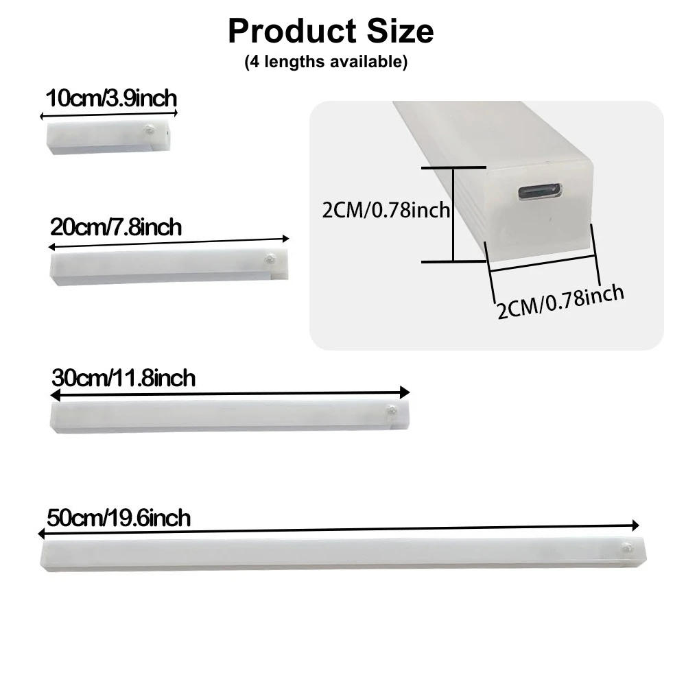 Wireless USB Rechargeable Motion Sensor LED Bar Light Induction Night Light Portable Cordless Magnetic Cabinet Lamp for Kitchen - Image 12