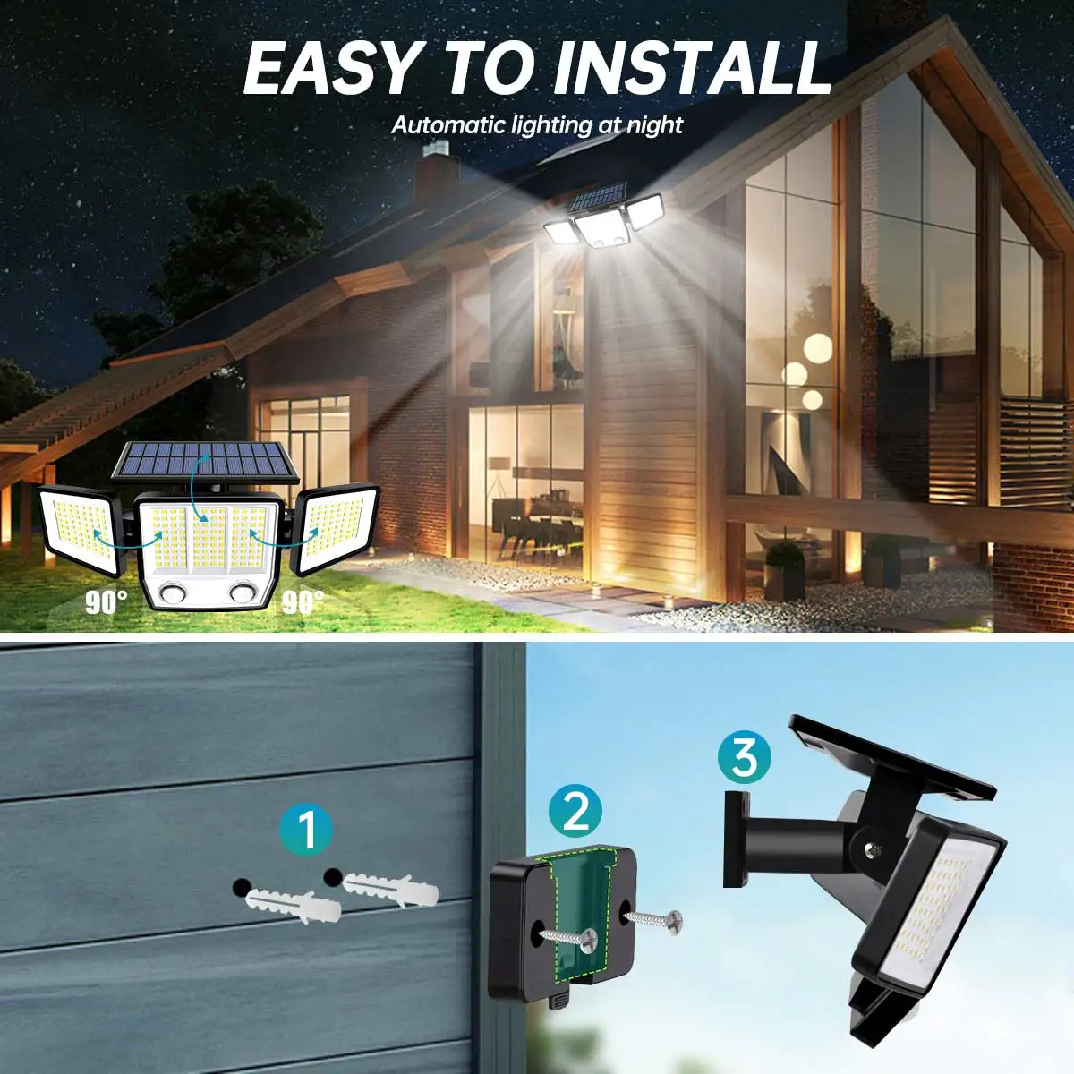 3000LM Solar Light With Dual PIR Motion Detector 3 Lighting Modes 270° Illumination IP65 Waterproof Security Garde Flood Lights - Image 16