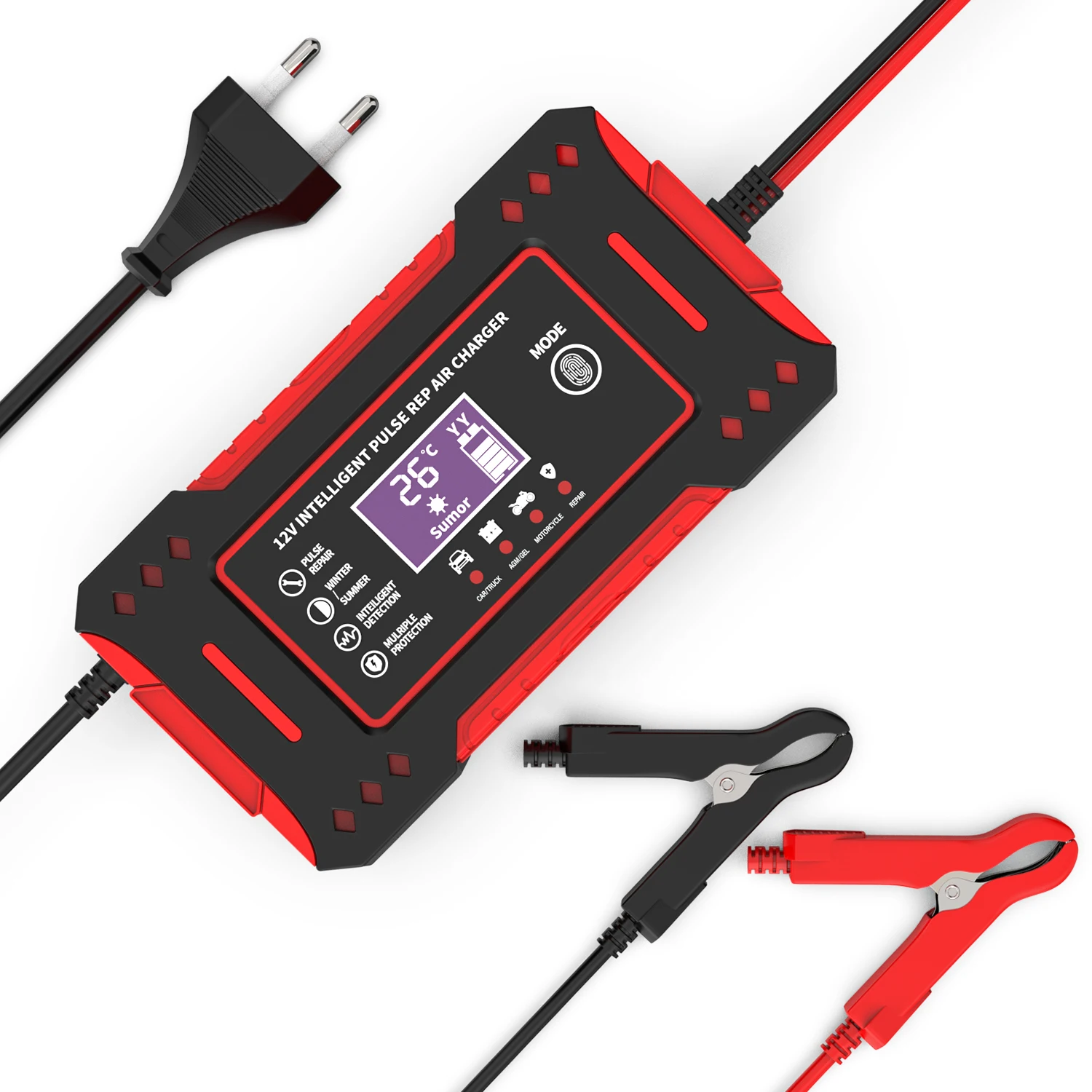 Charger Car and Motorcycle Battery Charging Unit Lead-Acid Battery Repair LCD Display 6A 12V Intelligent Car Battery - Image 12