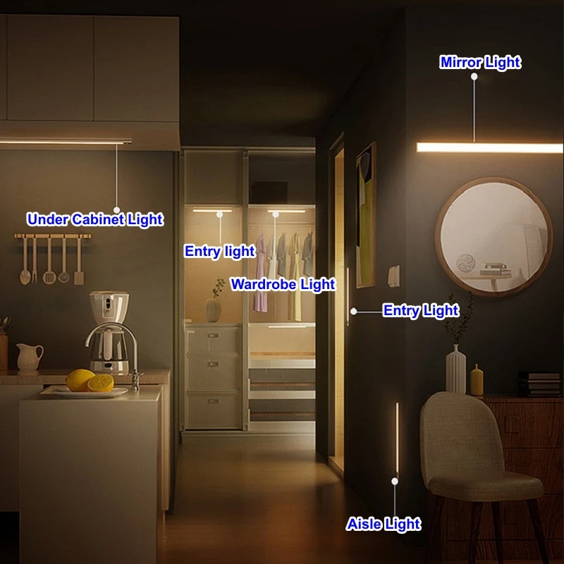Wireless USB Rechargeable Motion Sensor LED Bar Light Induction Night Light Portable Cordless Magnetic Cabinet Lamp for Kitchen - Image 19