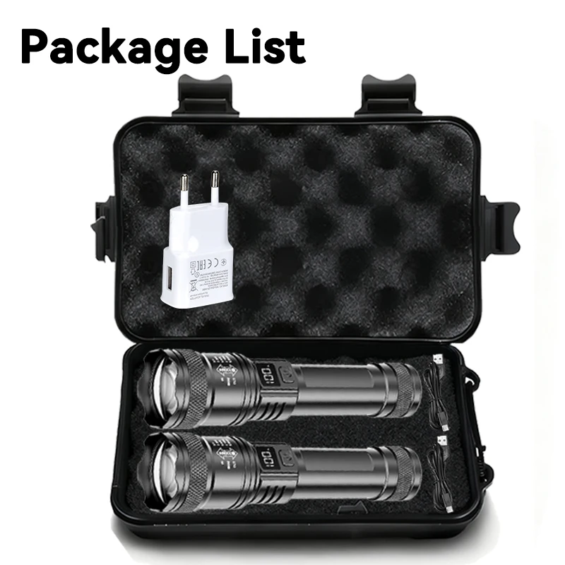 High Strong Power Led Flashlights 2000LM Tactical Torch with Display Light USB Charging Camping Fishing Emergency Zoom Lantern - Image 11