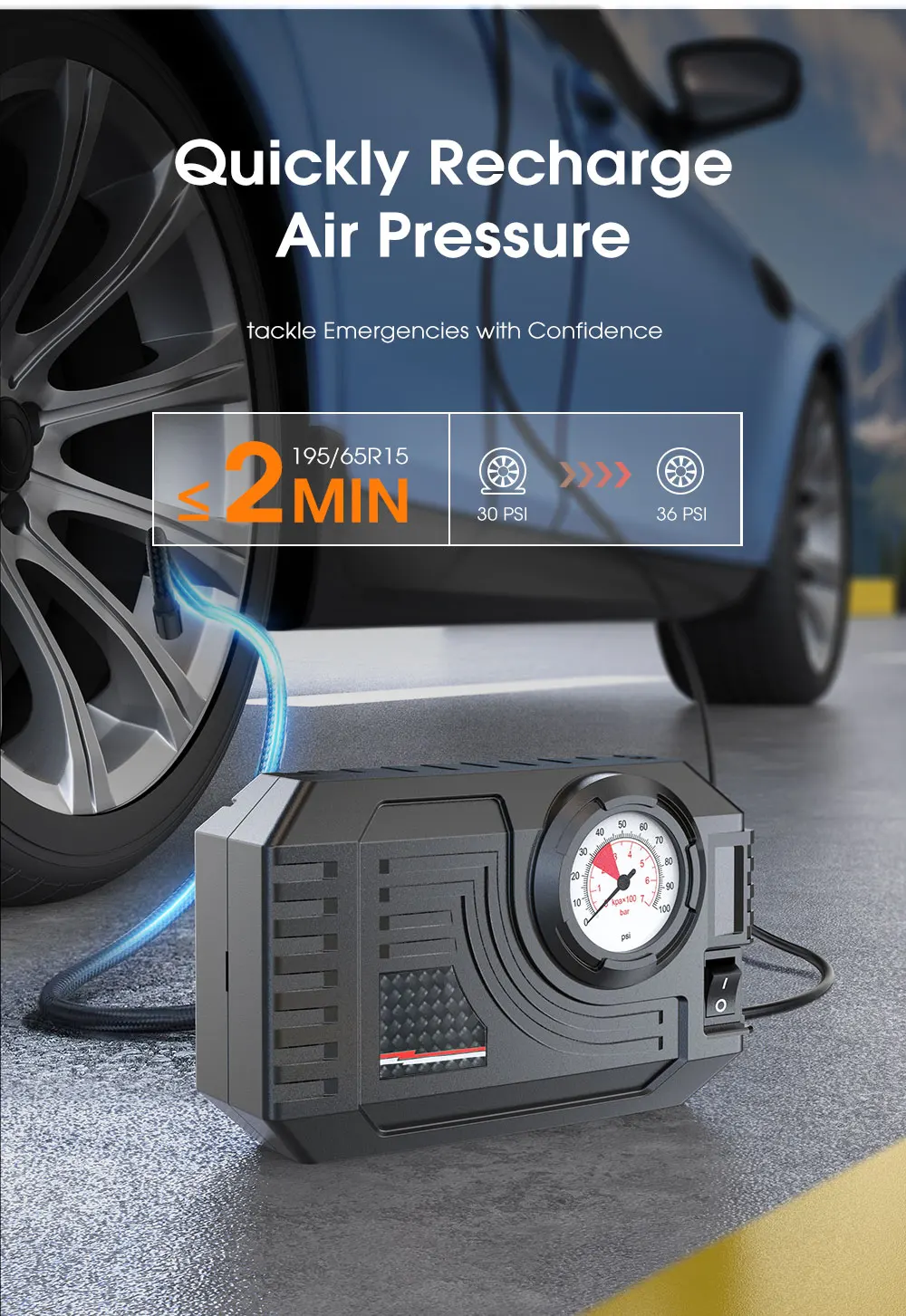 CARSUN Mini Air Pump Tire Inflator Car Electric Mini 20L/Min Portable Air Compressor For Car Motorcycles Bicycle Inflatable - Image 9