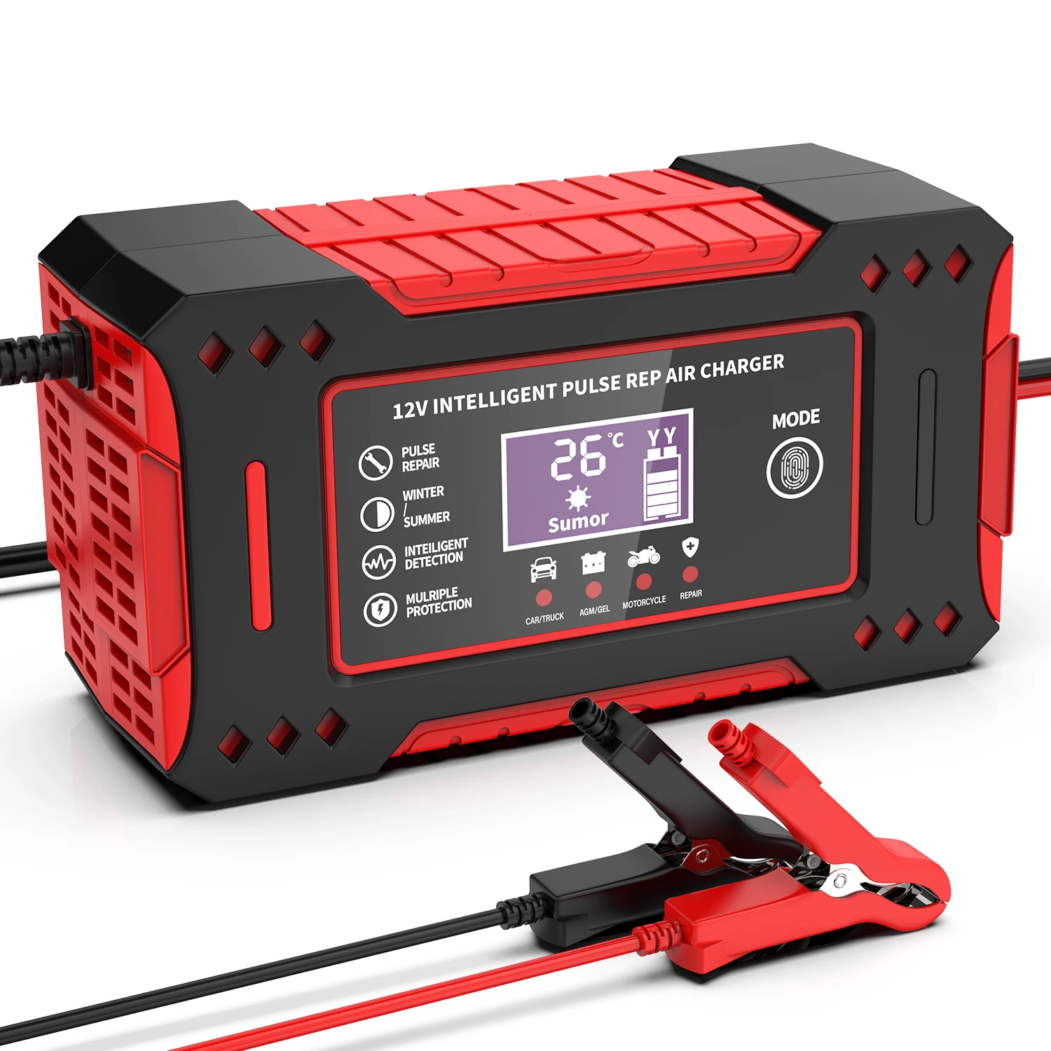 Charger Car and Motorcycle Battery Charging Unit Lead-Acid Battery Repair LCD Display 6A 12V Intelligent Car Battery - Image 8