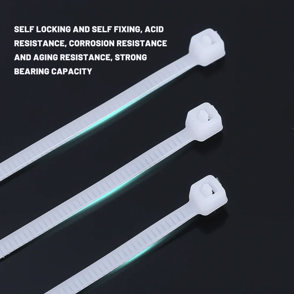 1000/100Pcs Nylon Cable Ties Self-locking Cord Ties Straps Adjustable Cables Fastening Loop Home Office Wire Zip Ties Wholesale - Image 5