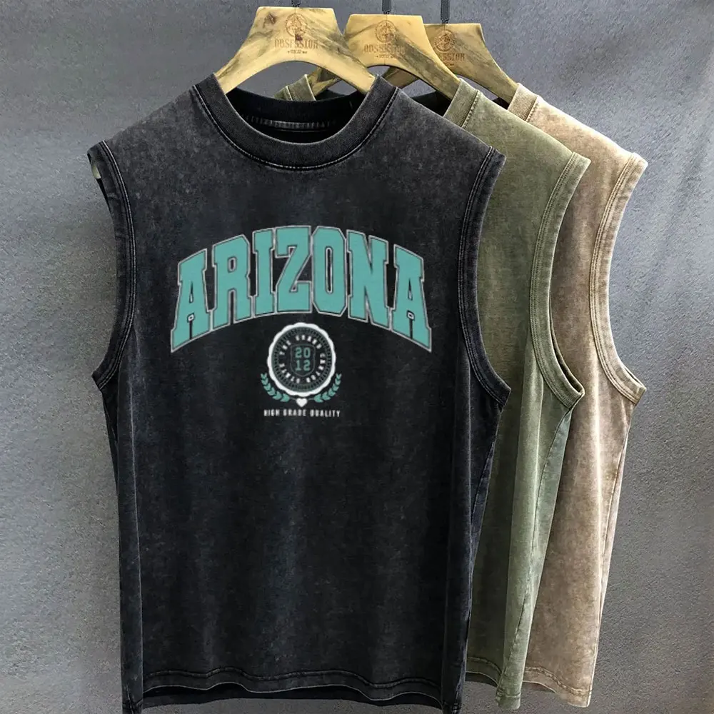 Oversized T Shirt for Men Vintage Wash Brazilian Graphic Print Tank Top Sleeveless Vest Woman Gym Y2k Clothes Streetwear Summer - Image 4