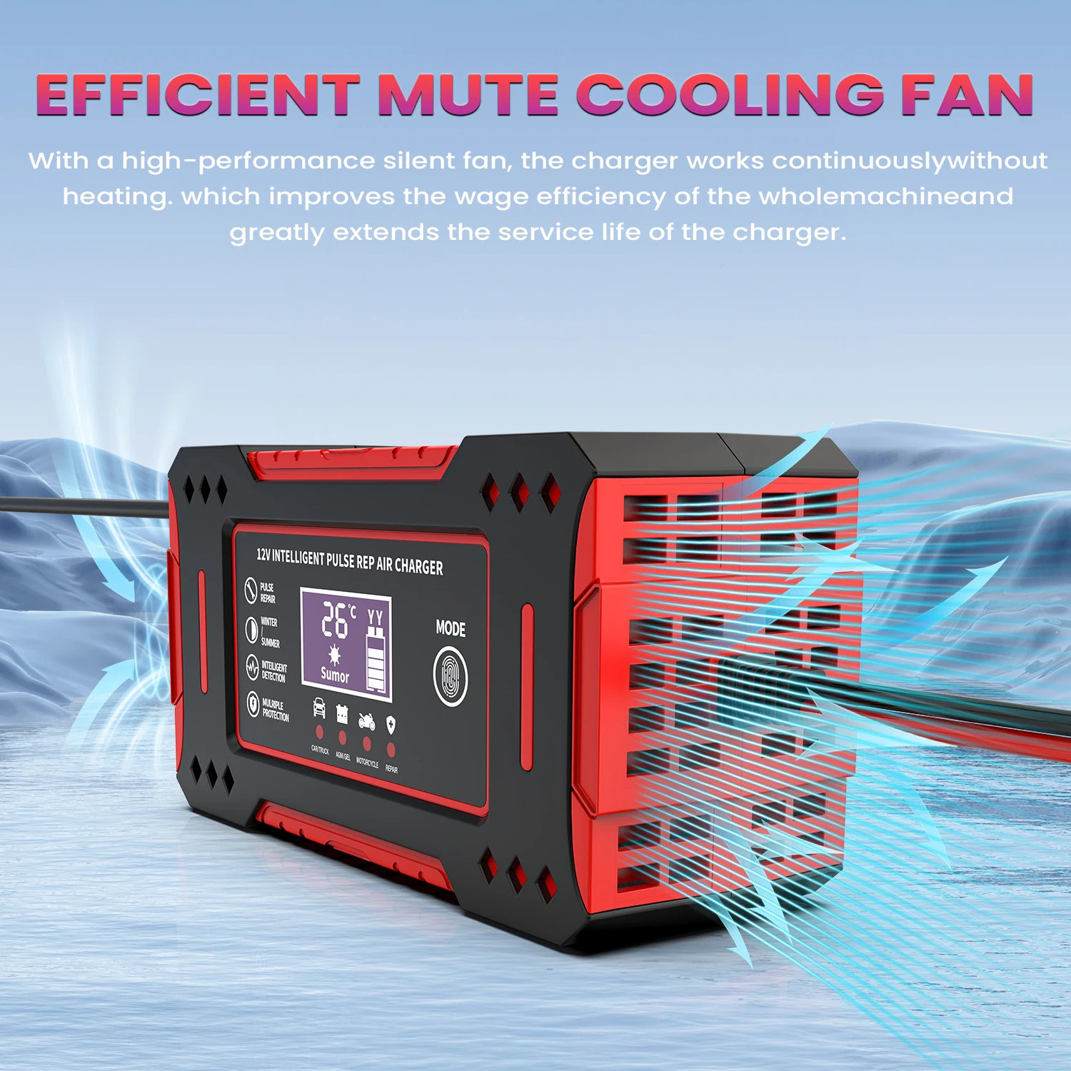Charger Car and Motorcycle Battery Charging Unit Lead-Acid Battery Repair LCD Display 6A 12V Intelligent Car Battery - Image 10
