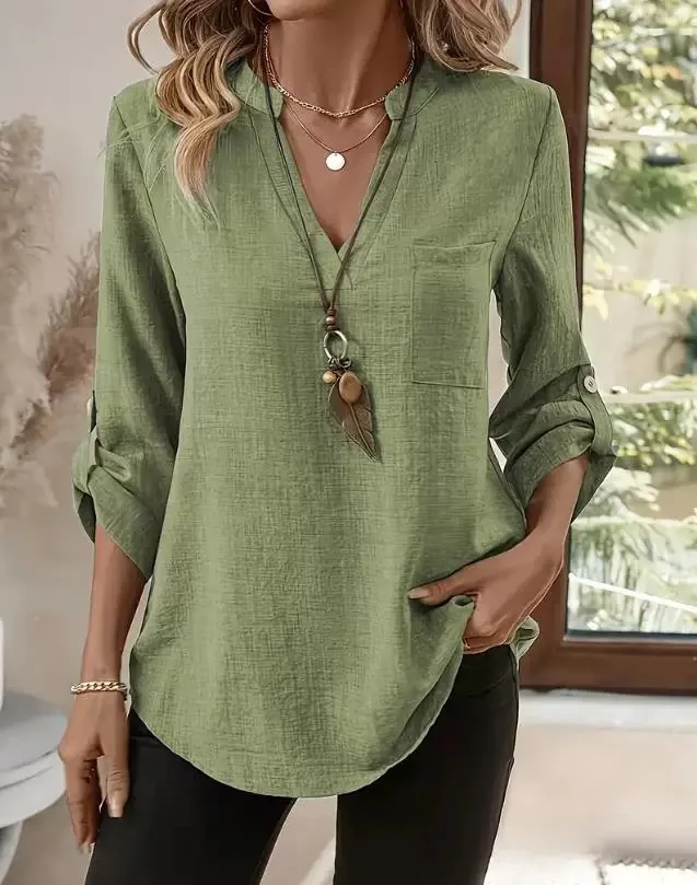 Solid Casual Loose Blouses For Women Fashion 2025 Autumn Vintage Women's Oversized Shirts And Blouses Elegant Youth Female Tops - Image 6