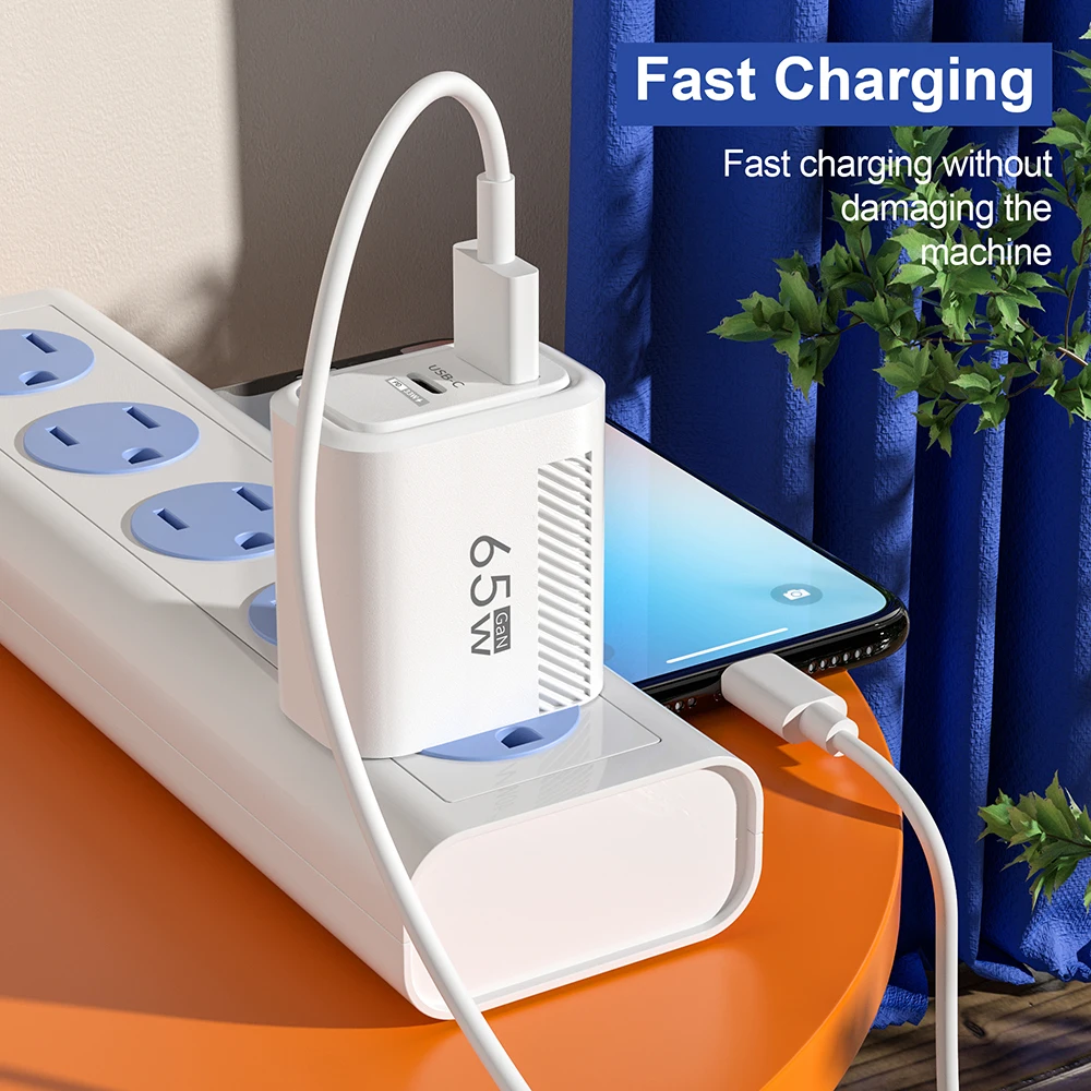 65W GaN Fast Charging USB Type C Charger US EU Plug PD 3.0 Quick Charge Travel Wall Charger For Phone Adapter For iPhone Samsung - Image 14