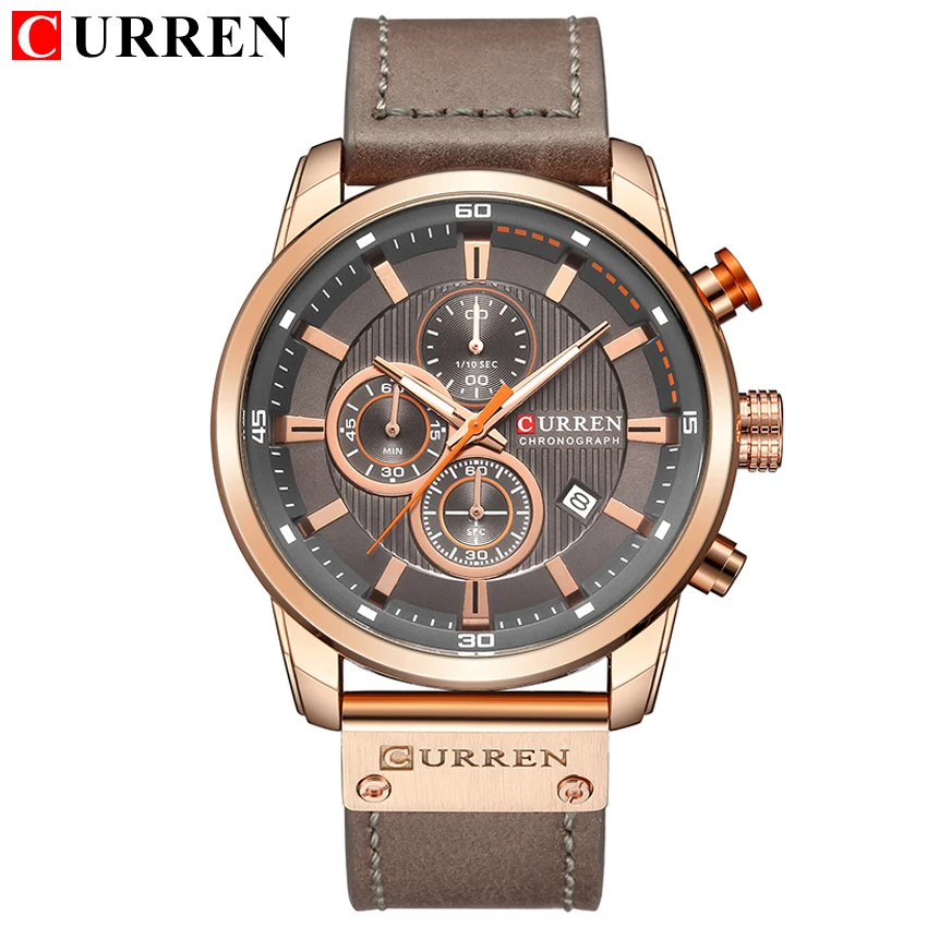 CURREN 8291 Mens Quartz Chronograph Watch Casual Leather Military Sport Fashion Gentleman Wristwatch - Image 40