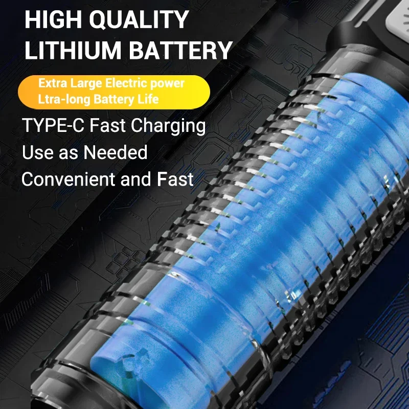 High Strong Power Led Flashlights 2000LM Tactical Torch with Display Light USB Charging Camping Fishing Emergency Zoom Lantern - Image 20