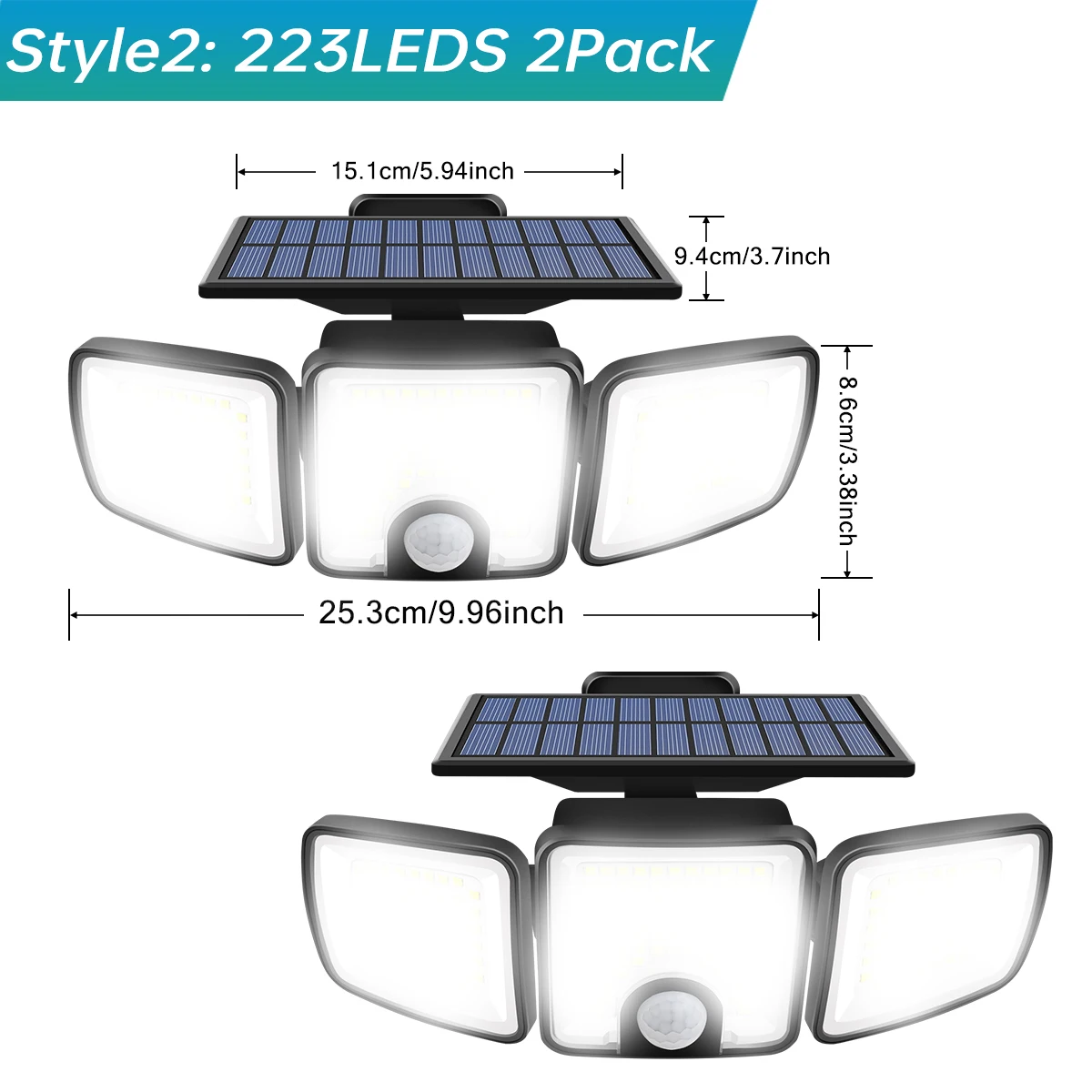 3000LM Solar Light With Dual PIR Motion Detector 3 Lighting Modes 270° Illumination IP65 Waterproof Security Garde Flood Lights - Image 10