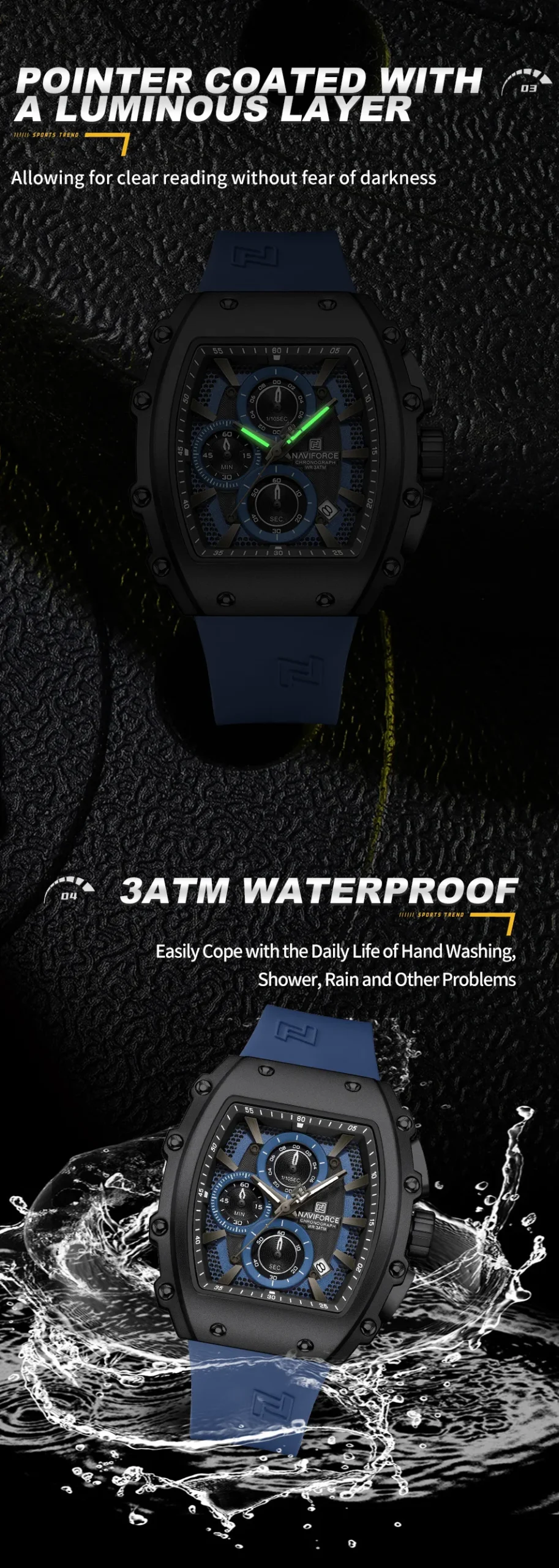 NAVIFORCE Fashionable 2025 Watches for Men Multifunctional 30M Waterproof Sports Quartz Silicone Strap Luxury Clock Reloj Hombre - Image 30