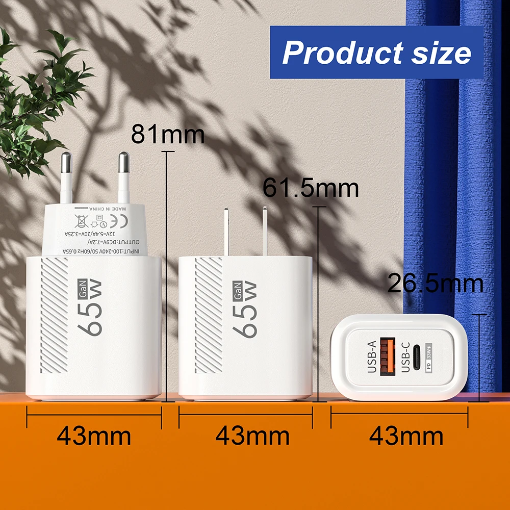 65W GaN Fast Charging USB Type C Charger US EU Plug PD 3.0 Quick Charge Travel Wall Charger For Phone Adapter For iPhone Samsung - Image 16