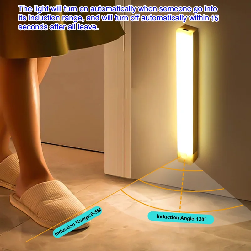 Wireless USB Rechargeable Motion Sensor LED Bar Light Induction Night Light Portable Cordless Magnetic Cabinet Lamp for Kitchen - Image 4