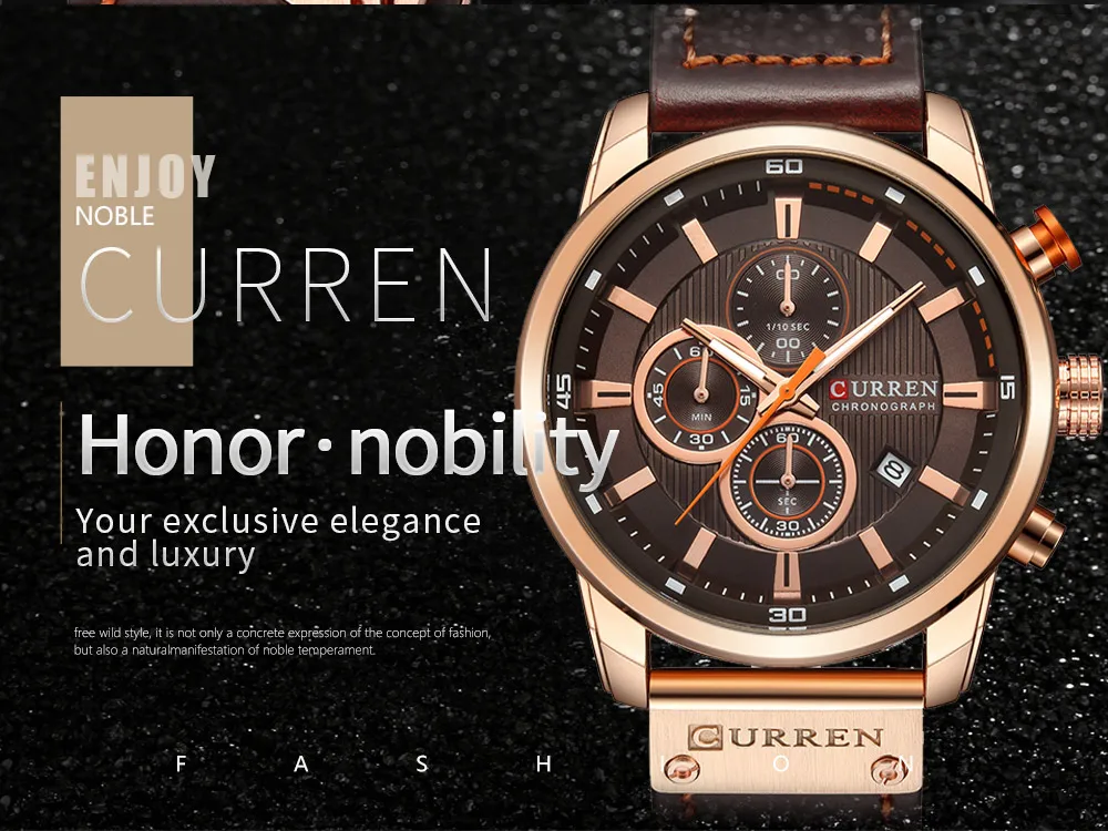 CURREN 8291 Mens Quartz Chronograph Watch Casual Leather Military Sport Fashion Gentleman Wristwatch - Image 17