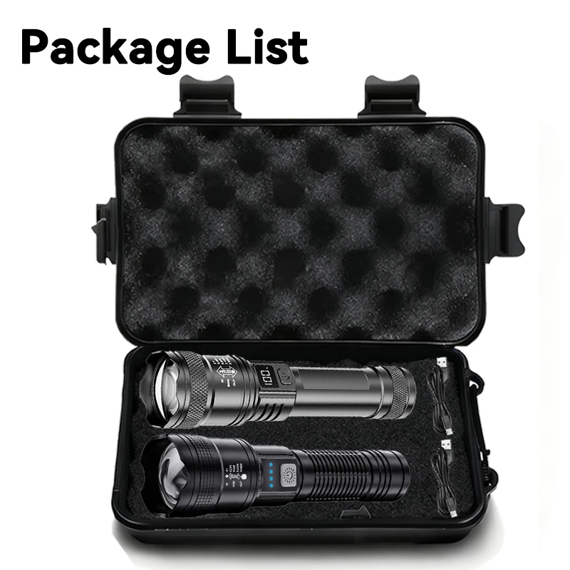 High Strong Power Led Flashlights 2000LM Tactical Torch with Display Light USB Charging Camping Fishing Emergency Zoom Lantern - Image 10