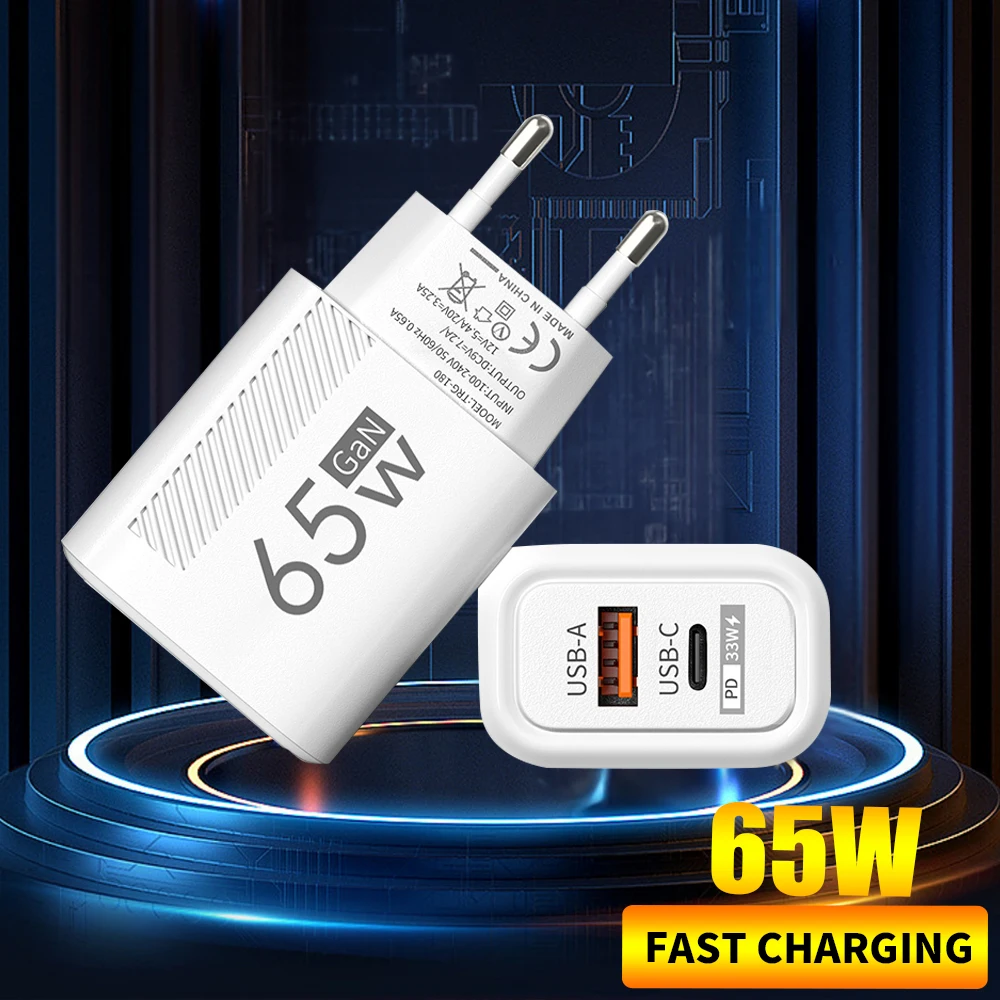 65W GaN Fast Charging USB Type C Charger US EU Plug PD 3.0 Quick Charge Travel Wall Charger For Phone Adapter For iPhone Samsung - Image 11