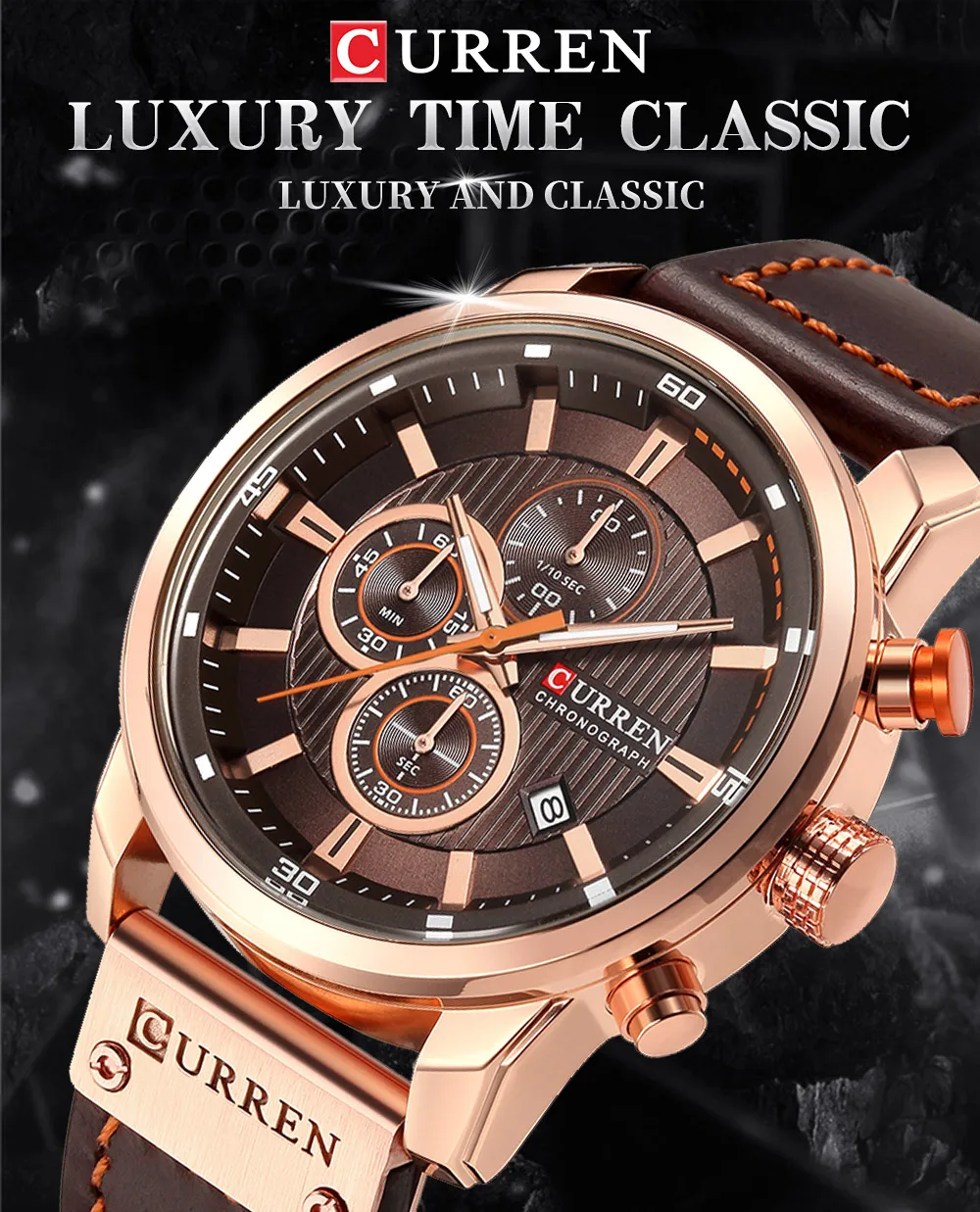 CURREN 8291 Mens Quartz Chronograph Watch Casual Leather Military Sport Fashion Gentleman Wristwatch - Image 16