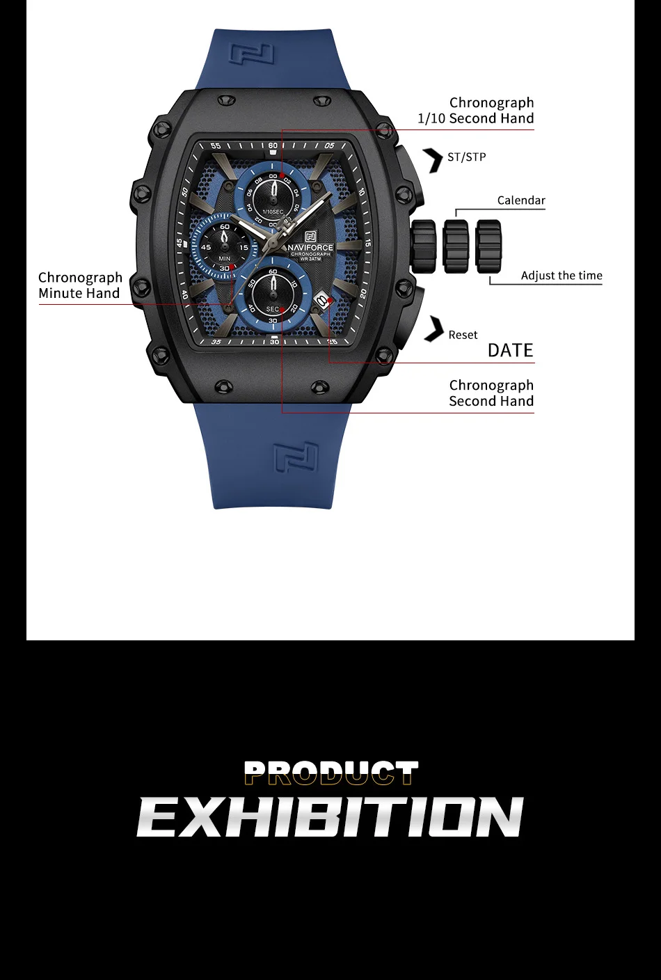 NAVIFORCE Fashionable 2025 Watches for Men Multifunctional 30M Waterproof Sports Quartz Silicone Strap Luxury Clock Reloj Hombre - Image 25