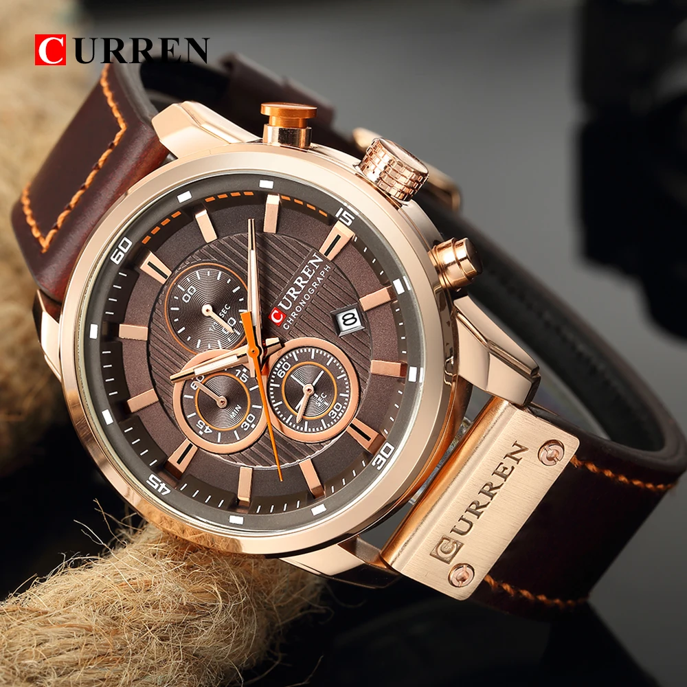CURREN 8291 Mens Quartz Chronograph Watch Casual Leather Military Sport Fashion Gentleman Wristwatch - Image 23