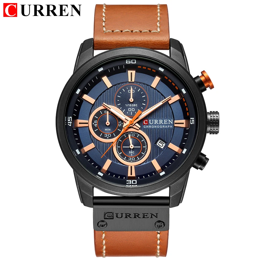 CURREN 8291 Mens Quartz Chronograph Watch Casual Leather Military Sport Fashion Gentleman Wristwatch - Image 36