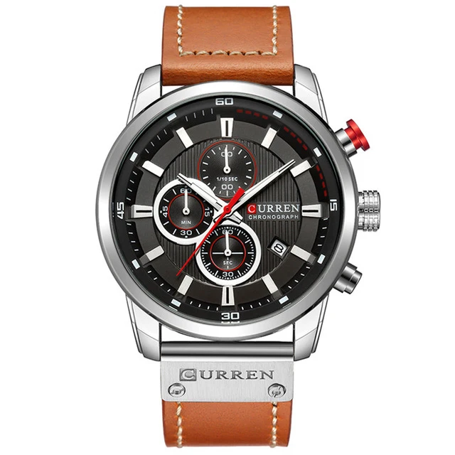 CURREN 8291 Mens Quartz Chronograph Watch Casual Leather Military Sport Fashion Gentleman Wristwatch - Image 13